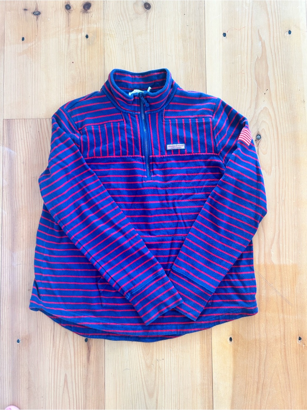 Vineyard Vines Women’s size Large Quarter-Zip Striped Pullover - Blue & Red